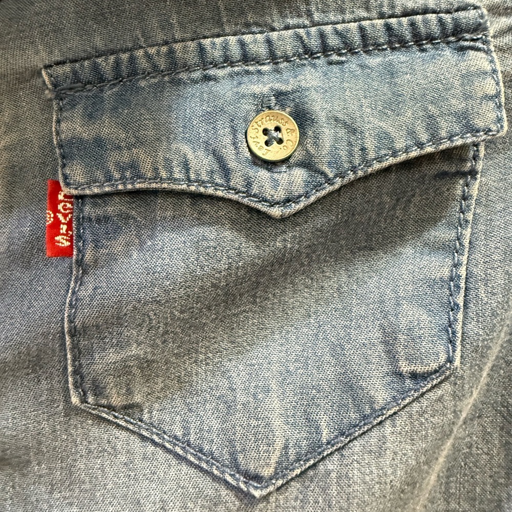 Levi's Girls Long Sleeve Button Up Denim Dress Size Small 🦋🌷 - Picture 4 of 10